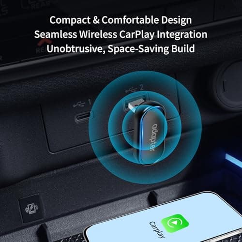 GamiAcces Wireless CarPlay Adapter for iPhone Convert Wired to Wireless CarPlay Adapter 360°Rotation 7-Color LED Mini Size Stable Control and No Delay Black - Thumbnail 3