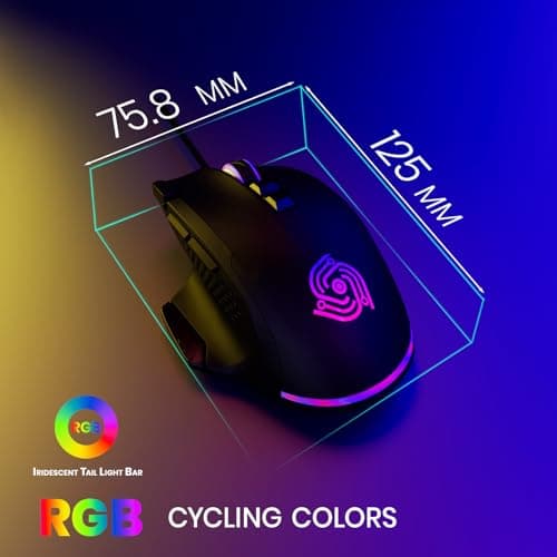 Wired Mouse for Gaming – USB Computer Mouse with 8 Programmable Buttons, 6 Adjustable DPI , Mechanical Switches, Rapid Fire & Sniper Buttons, Compatible with PC and Laptop – Black (Wicked Widow) - Thumbnail 5