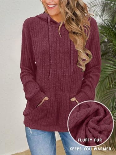 STOLKISS Long Sleeve Sweatshirts for Women Plus Size Hoodies Lightweight Pullover Tops Fall Shirts Color Block with Pockets - Thumbnail 2