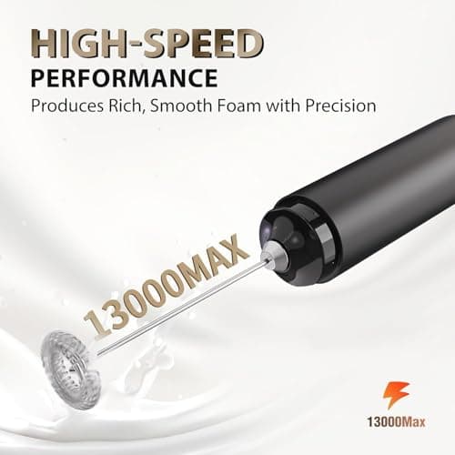 LSLCQW Milk Frother Handheld Electric Foam Maker, Drink Mixer with Stainless Steel Whisk for Cappuccino, Bulletproof Coffee, Latte, Battery Operated (Deep black) - Thumbnail 3