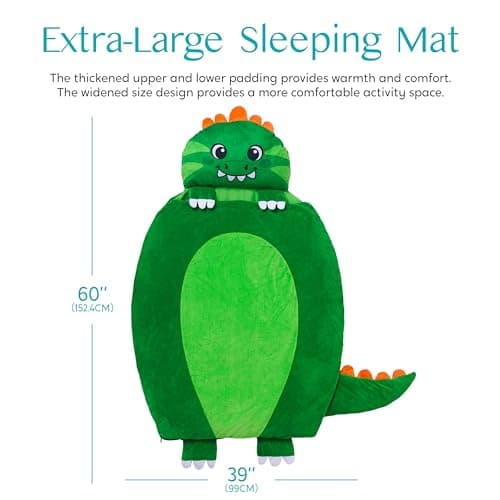 JOIEDOMI Kids Sleeping Bag Toddler Nap Mat with Pillow & Blanket 60" x 39" for Kids Ages 3+ Soft Plush Sleeping Mat Dinosaur for Preschool and Boys Girls Kindergarten Daycare Sleepover - Thumbnail 5