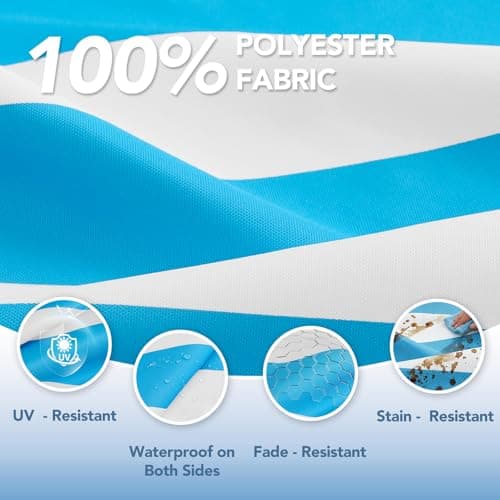 L'AGRATY Outdoor Lounge Chaise Cushion: 72x21x3 Inch Waterproof Lounge Chair Cushion for Outdoor Furniture with Fade Resistant Removable Cover - Patio Cushions for Pool Lawn Deck(Blue White 2Pcs) - Thumbnail 5