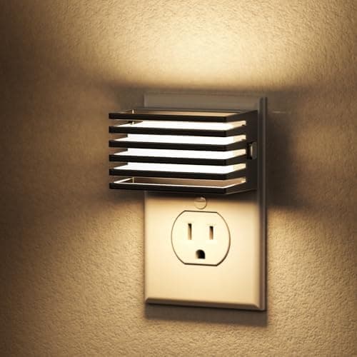 L LOHAS LED Night Lights Plug into Wall, 2 Pack Modern Night Light with Dusk to Dawn Sensor, Dimmable Plug in Night Light, Adjustable Brightness, 3000K Soft White for Bedroom Bathroom Hallway (Black) - Image 1