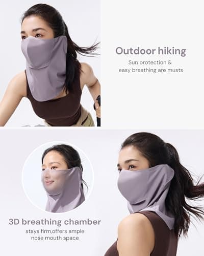 BENEUNDER Balaclava UV Sun Protection Face Cover UPF50+ Breathable Cooling Neck Gaiter Unisex for Summer Outdoor Activities Hiking Fishing Purple - Thumbnail 3