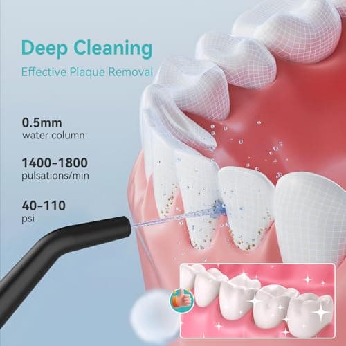 Water Dental Flossers for Teeth, 300ML Cordless Portable Electric Water Flosser, 4 Modes Oral Irrigator, Waterproof Rechargeable Water Floss for Deep Cleaning, Plaque Remover,Braces Home Travel Use - Thumbnail 2