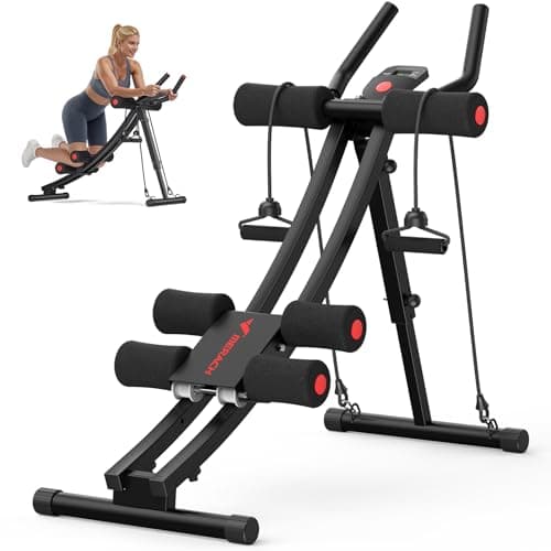 MERACH Ab Machine, Adjustable Dual Track Ab Trainer Machine, Ab Workout Equipment for Home Gym, Ergonomic Arc Track for Better Abs, Foldable Workout Machine for Full Body Workout Home Exercise (Black) - Image 1