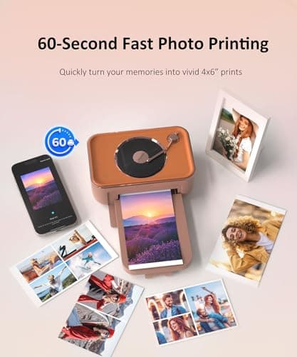 4x6 Photo Printer, Phone Printer with 20 Sheets & 1 Cartridge, AR Video Printing, Wi-Fi Connection, Bluetooth Speaker, Portable Instant Picture Printers for iPhone Android Gift Home Use, CP6000Pink - Thumbnail 4