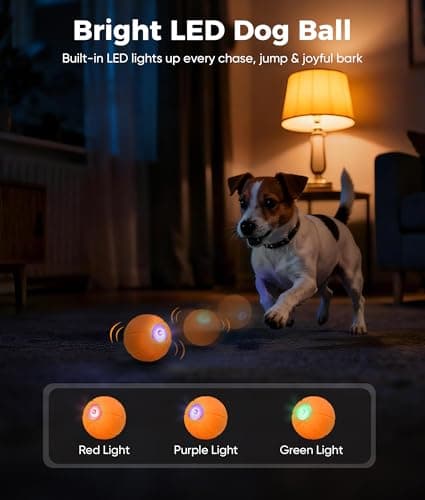 Petbobi Interactive Dog Ball, Moving & Vibrating Automatic Dog Toy, Thick TPU Basketball Design, USB Rechargeable, Washable & Chew-Resistant Self-Moving Dog Toy for Small Medium Dogs - Thumbnail 3