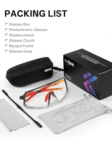 KAPVOE Anti-fog Photochromic Cycling Glasses Men Women Clear Mountain Bike Sunglasses Transition Sports Triathlon MTB K164 - Thumbnail 6