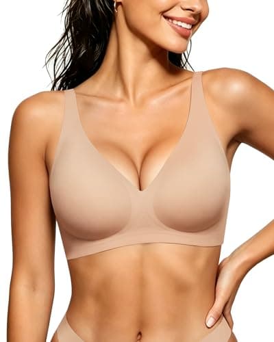 HORISUN Women Wireless Bras Comfortable No Undewire T-Shirt Bra Lightly Padded Seamless Support Bralettes (Skin Nude 32DD) - Image 1