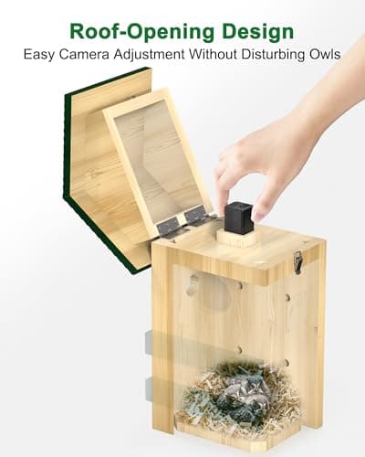 Owl Box with Camera Solar Powered,Large Pinewood Owls Nesting Box for Screech owl,4G Cellular,2K HD,Instant Alerts,Night Vision,APP Control,Nest Box for Outside（NOT WiFi） - Thumbnail 2