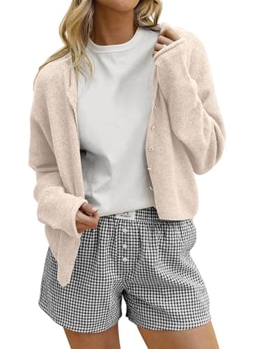 ANRABESS Cardigan Sweaters for Women Oversized Button Down Long Sleeve Cardigans 2026 Spring Outfits Travel Holiday Clothes Almond Medium