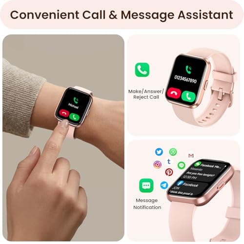 Smart Watches for Women, Womens Smart Watch for iPhone & Android & Samsung, Smartwatch with Call & Alexa, Sleep,Heart Rate,Pressure,SpO2 Monitor & Cycle Tracking, 100+ Sports Modes Fitness Watch-Pink - Thumbnail 2