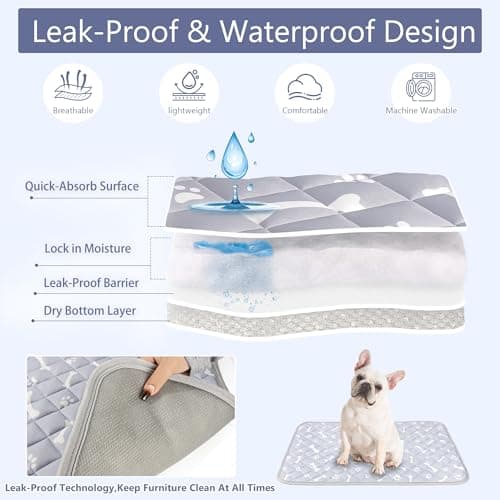 NACOCO Dog Cooling Mat with Non-Slip & Internal Waterproof Leakproof Design, Extra Thick, Machine Washable for Medium and Large Dogs for Crates, Beds, Sofas, Cars (36'' x 23'' Large, Grey Bone) - Thumbnail 3