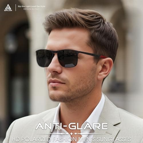 SIPLION Polarized Sunglasses for Men for Driving, UV Protection Carbon Fiber Frame Lightweight 2.0 Lenses for Fishing 8222 red - Thumbnail 3