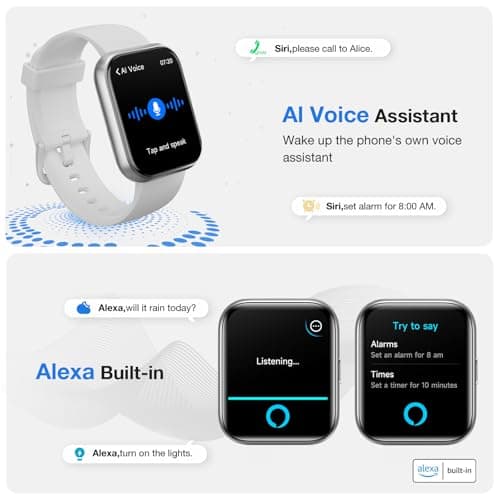 Smart Watches for Men Women with Alexa/AI Voice & Call, Mens Smart Watch with Heart Rate,SpO2,Sleep, Pressure Monitor & Reminders, 1.85’’ HD 100+ Sports Fitness Watch for Activities Track-White - Thumbnail 3