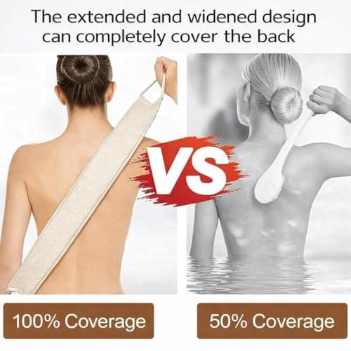 Kaaeiccr Loofah Back Scrubber, Natural Back Scrub Sponge for Shower, Body Exfoliator for Men and Women, Helps Deep Cleanse Back, Shoulders and Hard-to-Reach Areas, Refreshes Skin - Thumbnail 3