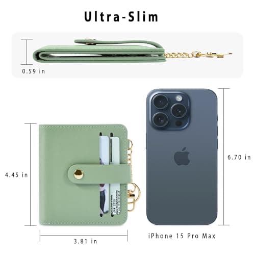 Airkit Small Wallets Woman RFID Blocking Leather Credit Card Holder - with ID Window - Card Wallets for Women - with Zipper Coin Purse - Keychain Wallet - Thumbnail 4
