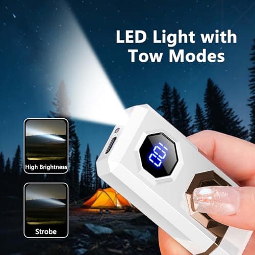 BABOBIU Night Glow Lighter - LED Emergency Light with Power Display, USB Rechargeable Arc for Incense, Outdoor Camping, Survival & Home Décor (Illuminating White) - Thumbnail 3