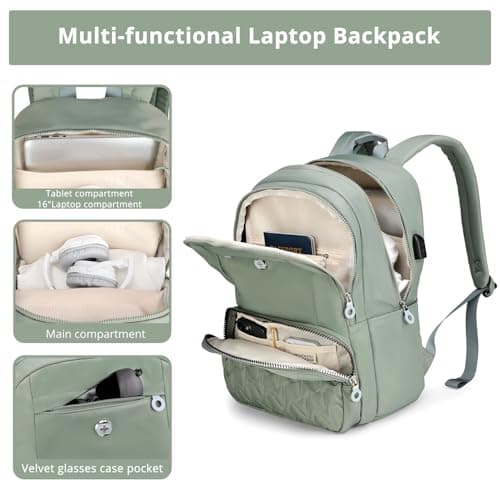 Swissdigital Design Travel Backpack for Women, 15.6 inch Laptop College Grayish Medium Simple Modern Backpacks for School with USB Charging Port for Womens Girls | SD1711-27 - Thumbnail 5