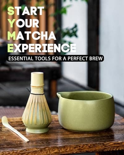 20OZ Matcha Whisk Set - 5PCS Japanese Tea Set Includes Matcha Bowl with Spout, Bamboo Whisk with Ceramic Holder, Bamboo Scoop and Sifter, Matcha Kit for Ceremony, Gift for Matcha Lovers (Matcha Green) - Thumbnail 4