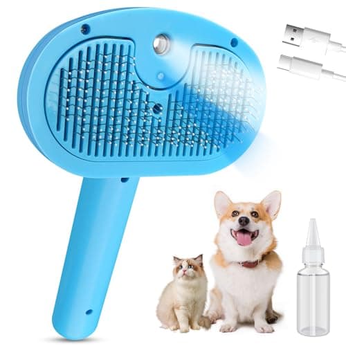 SOGUE 4-in-1 Pet Steam Brush for Dogs,Self-Cleaning Cat&Dog Brush for Shedding Long & Short Haired Dogs,Gentle Cat Steam Brushes for Indoor Cats with Spary Pet Hair Remover for Massage,Grooming Blue - Image 1