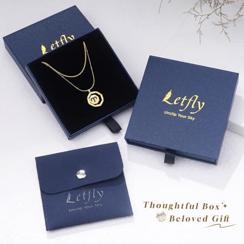 LETFLY Aries Zodiac Necklace for Women, 18K Gold Plated Octagon Shaped Pendant with Cubic Zirconia Adjustable Layered Snake Chain for Womens Jewelry Gifts - Thumbnail 6