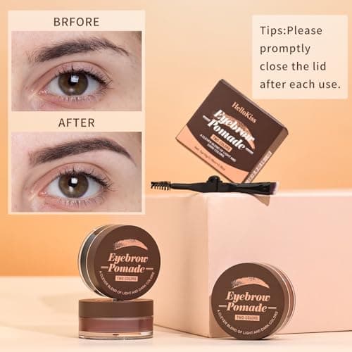QIC Eyebrow Pomade Kit for Women, Long-Lasting Waterproof Dual-Color Brow Makeup with Dual-Ended Brush for Natural-Looking Eyebrows (Light Brown + Dark Brown) - Thumbnail 5