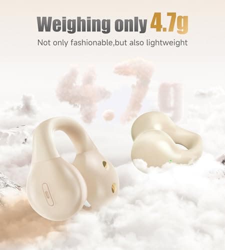 King Lucky i21 Open Ear Clip On Earbuds Wireless Bluetooth Ear Clip Headphones with Mic,Noise Cancelling, Waterproof IPX4,for Small Ears,Perfect for Running,Sports,Glasses Wearers (White) - Thumbnail 3