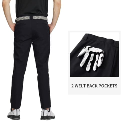 M MAELREG Dress Pants for Men Straight Fit Stretch Quick Dry Lightweight 5 Pockets Business Casual Golf Pants Men Black - Thumbnail 3