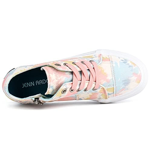 JENN ARDOR Wedge Sneakers for Women Canvas Casual Platform Shoes Fashion Hidden Wedges Lace Up Sneaker Non Slip Side Zipper - Thumbnail 4