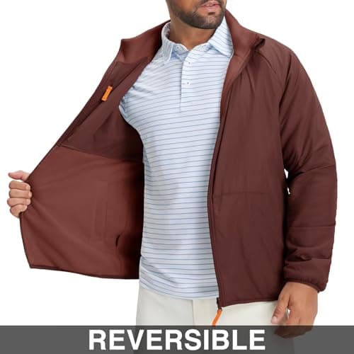 M MAELREG Reversible Fleece Lined Jacket Men Zip Up Warm Golf Jackets Fall Winter Casual Insulated Coats Clothes - Thumbnail 3