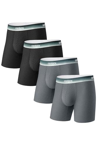 GOOTUCH Men's Breathable Cool Underwear, Moisture Wicking Odor Control Boxer Briefs, Stretch Seamless & Quick Dry(2 Black, 2 Dark Gray, Large) - Image 1