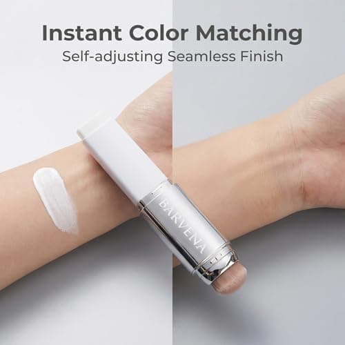BARVENA Color Changing Foundation Stick with Brush, 1 Fl Oz, Full Coverage Self-Adjusting Makeup for Mature Skin, Gym, Office and Travel Deep Skin Tone - Thumbnail 5