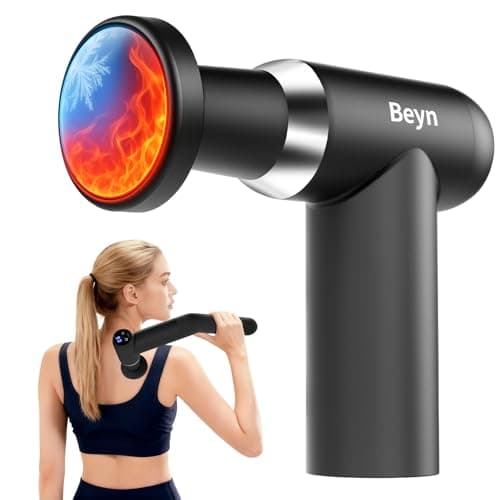 Beyn Hot & Cold Therapy Massage Gun with Detachable Long Handle - Deep Tissue Percussion Massager for Back Pain Relief, 6 Speeds & 6 Heads, LCD Display, USB-C Rechargeable, Quiet Muscle Massager - Image 1