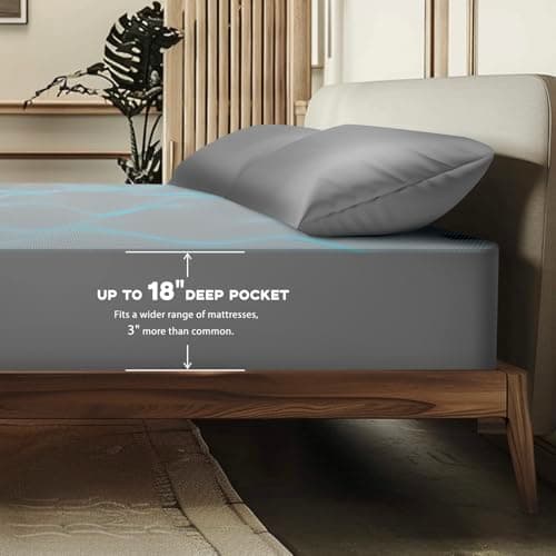 Grounding Sheet Queen,6% Pure Silver Fiber 94% Cotton Connected Earth Energy, Grounding Bed Sheets 18" Deep Pocket with Grounding Cord Enhances Energy and Well-Being(60"x 80" Grey) - Thumbnail 6