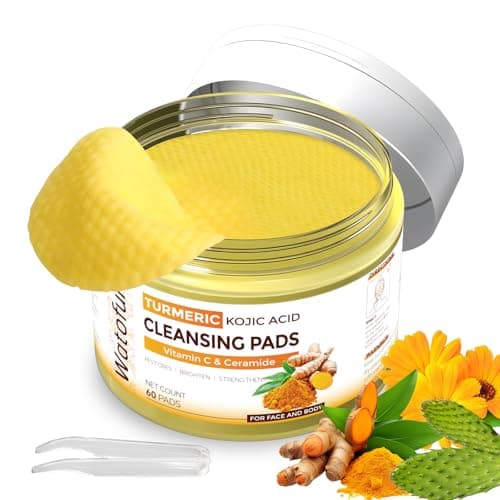 Turmeric Kojic Acid Cleansing Pads For Face, 60 Pcs Kojic Acid And Turmeric Cleansing Pads For Exfoliation, Turmeric Pads For Face Cleansing - Image 1