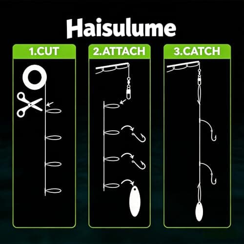 40LB Pre-Tied Dropper Loop Knots Fishing Line, 80 Knots Monofilament Leader with 5.5" Loop Diameter & 18" Spacing, Saltwater & Freshwater Fishing Knots Line for Sea Bass, Snapper, Cod - Thumbnail 2