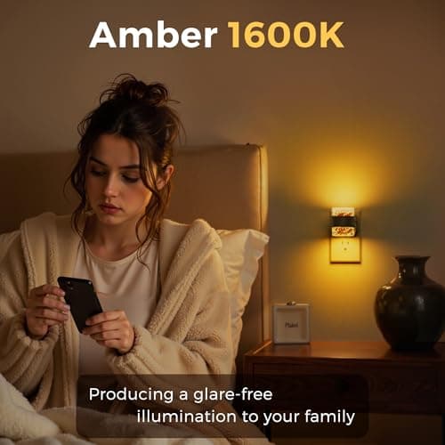 L LOHAS LED Night Light, Bubble Night Lights Plug into Wall, Acrylic Night Lights with Dusk-to-Dawn Sensor,Dimmable Amber Pulg in Nightlights for Rooms Bathroom Hallway - Thumbnail 4