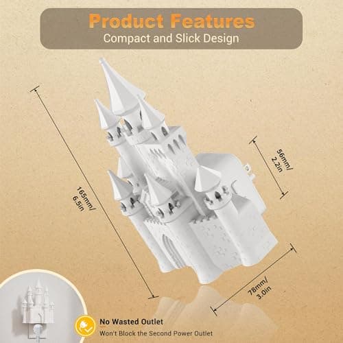 JandCase Night Lights Plug into Wall,3D Printed Castle RGB Night Light,2 Pack 10-Color Change Night Light,Dimmable Nightlights with Dusk to Dawn Sensor for Rooms Bathroom Hallway - Thumbnail 5