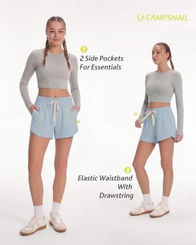 CAMPSNAIL Athletic Shorts for Women - Workout Casual High Waisted Black Sweat Shorts Comfy for Running Gym Lounge Summer - Thumbnail 2
