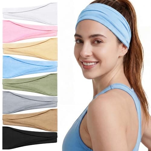 Needbrock 8 Pack Fashion Headbands for Girls Women, Stretchy Thin Hair Bands Non-Slip Headbands for Washing Face, Make Up, Daily Use - Image 1