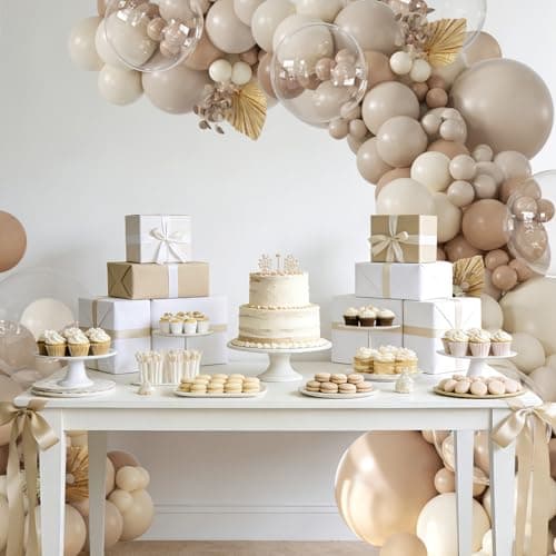 Neutral Balloon Arch Kit, 126Pcs Nude Tan Beige Sand White Clear Balloons for Boho Baby Shower Gender Reveal Bridal Shower Wedding Birthday Party Decorations - Thumbnail 3
