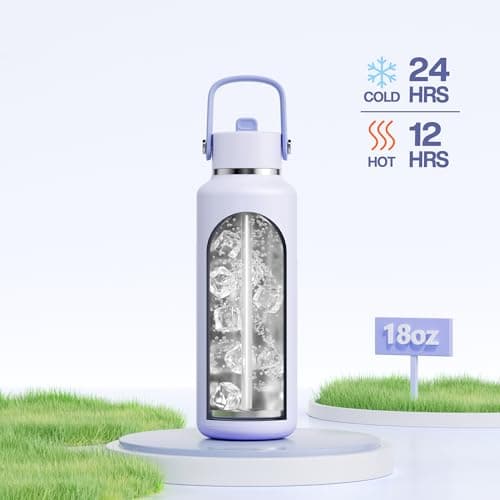 POWCAN 18 oz Slim Insulated Water Bottle: Leakproof, Lightweight, Cold for 24 Hrs, Double Walled Stainless Steel Water Bottle with Straw for Outdoors, Travel, Hiking, Biking, Sport (Lupine Haze) - Thumbnail 2