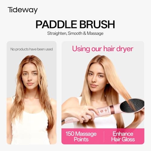 Tideway Prowaver 6-in-1 Hot Air Styler Wrap Dual Voltage Ionic Professional Hair Dryer Brush with Auto Wrap Curlers &Volumizing Brush for Fast Drying& Frizz Free Hair with No Heat Damage for Women - Thumbnail 4