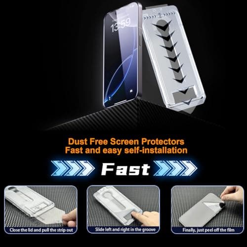 OneFish for iPhone 15(6.1 inch) Tempered Glass Screen Protector Full Edge Coverage? Privacy Auto Dust-Elimination Easy Installation Screen Protector [2 Pack] - Thumbnail 2