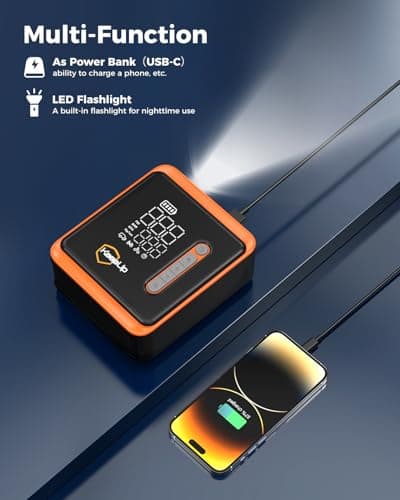 Tire Inflator Portable Air Compressor -Upgraded Air Pump for Car Tires with Tire Pressure Gauge (Max 150 PSI), Auto Shut-Off Tire Pump with LED Light for Car Motor Bike Ball - Thumbnail 6