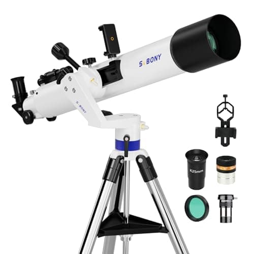 SVBONY SV520 Telescope for Adults High Powered, 90mm Aperture 800mm Focal Length, Refractor with AZ Mount, Telescope Kit for Beginners with PL10mm, 25mm Eyepiece, Barlow Lens, Phone Mount - Image 1