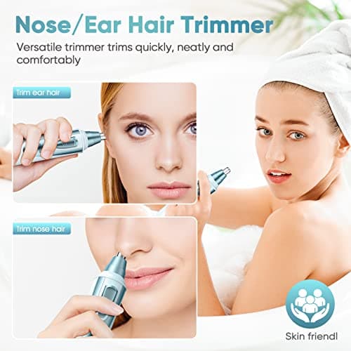 Ear and Nose Hair Trimmer Clipper - 2026 Professional Painless Eyebrow & Facial Hair Trimmer for Men Women, Battery-Operated Trimmer with IPX7 Waterproof, Dual Edge Blades for Easy Cleansing Blue - Thumbnail 2
