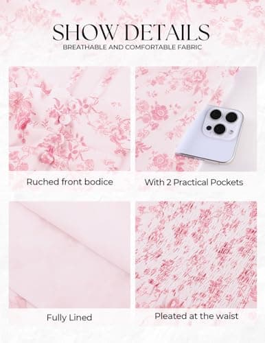 Belle Poque Women's Sweatheart Neck Ruffle Cap Sleeve Floral Dress 2026 Summer Midi Elegant Cocktail Party Dress Small - Thumbnail 4